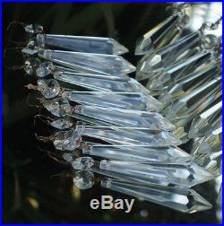 100 LG vintage CHRISTMAS TREE Icicle ORNAMENT Prism Crystal Glass Lamp Part