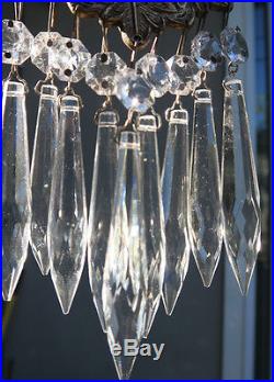 100 Silver U-drop clear Crystal Glass brass pin vintage Lamp Chandelier Part