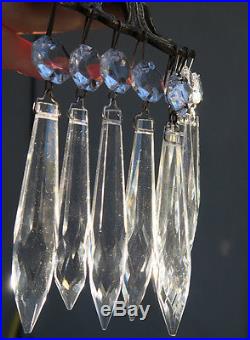 100 Silver U-drop clear Crystal Glass brass pin vintage Lamp Chandelier Part