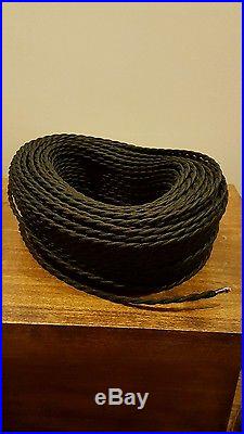 100 m (328 ft) Black Twisted Cloth Covered Wire Vintage Antique Lamp Cord