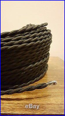 100 m (328 ft) Black Twisted Cloth Covered Wire Vintage Antique Lamp Cord