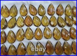 100 pieces of vintage golden teardrop glass for chandeliers and lamps parts