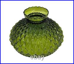 10 Green Oil Kerosene Glass Diamond Quilted Student Lamp Shade Globe Vintage