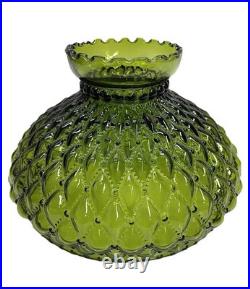 10 Green Oil Kerosene Glass Diamond Quilted Student Lamp Shade Globe Vintage