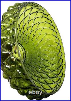 10 Green Oil Kerosene Glass Diamond Quilted Student Lamp Shade Globe Vintage