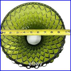 10 Green Oil Kerosene Glass Diamond Quilted Student Lamp Shade Globe Vintage