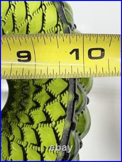 10 Green Oil Kerosene Glass Diamond Quilted Student Lamp Shade Globe Vintage