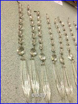 10 Vintage Glass Prisms Teardrops Strands Crystals Chandelier Lamp Parts