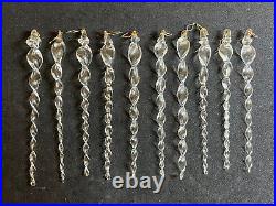 10 Vintage Murano glass Hand Blown chandelier Parts Twisted Swirl Stick Prisms