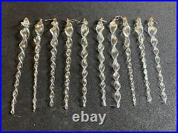 10 Vintage Murano glass Hand Blown chandelier Parts Twisted Swirl Stick Prisms