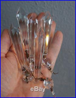160 Large vintage Wedding decor Icicle ORNAMENT Prism Crystal Glass Lamp Part
