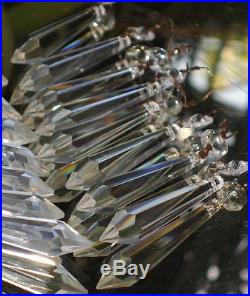 160 Large vintage Wedding decor Icicle ORNAMENT Prism Crystal Glass Lamp Part