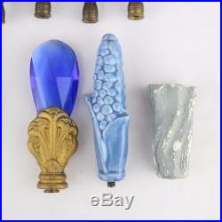 16 Antique Art Deco Lamp Finials Ceramic 1930s Figural Ram / Rabbit VTG Jeweled