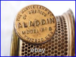 1915 ALADDIN No. 6 BRASS OIL LAMP ALL Orig Parts, No WICK 1928 Model Chimney