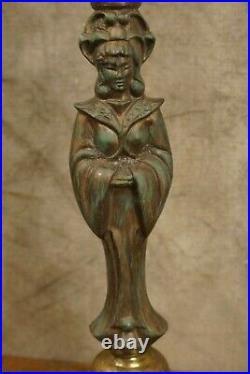 1920's-1950's Female Figure Statue Chalkware Table Lamp Base Parts or Repair