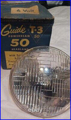 1930s 1940s 1950s NOS GUIDE T-3 POWERBEAM HEADLIGHTS PAIR CHEVY OLDS BUICK GM 6V