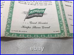 1949-1950 Plymouth Dealership Service Certificate (BLANK) Vintage Rare MoPar