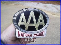 1950s Antique AAA auto Trunk Bumper Emblem Vintage Chevy Ford Hot rat Rod 55 57