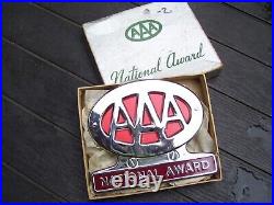 1950s Antique AAA nos trunk lid badge emblem Vintage Chevy Ford Hot rat Rod 57