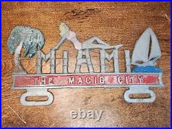 1950s Antique Miami License plate Topper Vintage Chevy Ford Hot Rod Rat Pickup