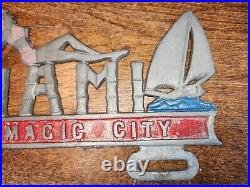1950s Antique Miami License plate Topper Vintage Chevy Ford Hot Rod Rat Pickup