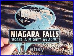 1950s Antique Niagara Falls rare License plate Topper Vintage Chevy Ford Hot Rod