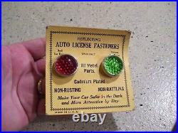 1950s Antique nos Glass License Plate gems Vintage Chevy Ford Hot Rod gm harley