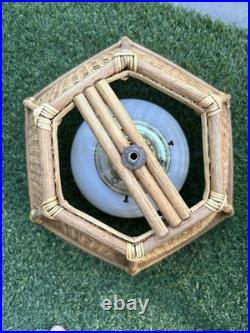 1970s Vintage Bamboo & Wicker Globe Pendant Hanging Swag Parts Large 19