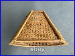 1970s Vintage Bamboo & Wicker Globe Pendant Hanging Swag Parts Large 19