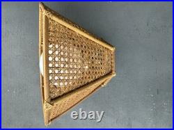 1970s Vintage Bamboo & Wicker Globe Pendant Hanging Swag Parts Large 19