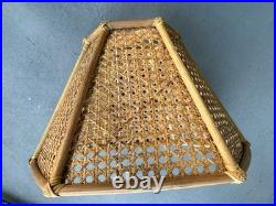 1970s Vintage Bamboo & Wicker Globe Pendant Hanging Swag Parts Large 19