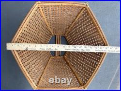 1970s Vintage Bamboo & Wicker Globe Pendant Hanging Swag Parts Large 19