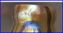1 Daffodil Vintage lamp Nouveau art glass PART Iridescent Signed for newel post