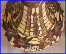 1 Leaded Glass Shade Lamp parts 2-3/4 fitter VTG torchiere pendant hanging used