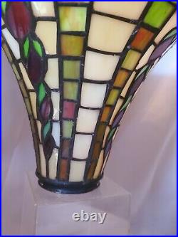 1 Leaded Glass Shade Lamp parts 2-3/4 fitter VTG torchiere pendant hanging used