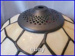 1 Leaded Glass Shade Lamp parts VTG table pendant hanging used 12 d. / 2 avail