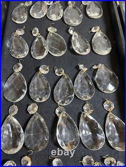 25 Vintage Crystal Tear Drops 2 Cut Chandelier Lamp Prisms for Parts