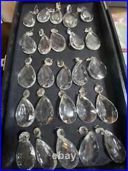 25 Vintage Crystal Tear Drops 2 Cut Chandelier Lamp Prisms for Parts
