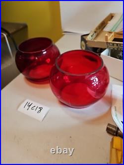 2 Adlake Oil Lantern Lamp Glass globe parts Vintage Red 14c18 Pair railroad Lot