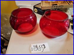 2 Adlake Oil Lantern Lamp Glass globe parts Vintage Red 14c18 Pair railroad Lot