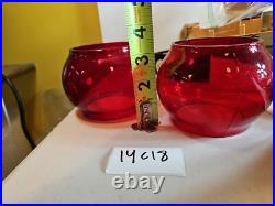 2 Adlake Oil Lantern Lamp Glass globe parts Vintage Red 14c18 Pair railroad Lot