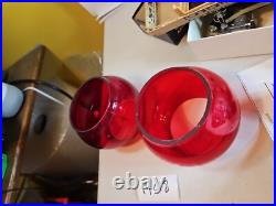 2 Adlake Oil Lantern Lamp Glass globe parts Vintage Red 14c18 Pair railroad Lot