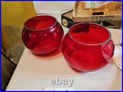2 Adlake Oil Lantern Lamp Glass globe parts Vintage Red 14c18 Pair railroad Lot