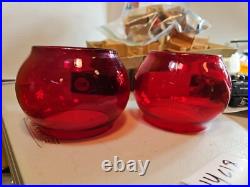 2 Adlake Oil Lantern Lamp Glass globe parts Vintage Red 14c18 Pair railroad Lot