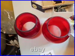 2 Adlake Oil Lantern Lamp Glass globe parts Vintage Red 14c18 Pair railroad Lot