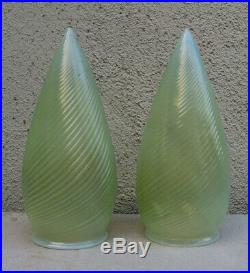 2 Antique Vaseline glass shade PART Newel post lamp sconce Vintage Uranium Opali