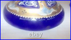 2 Ferro Italy Opaline Murano 15 Table Lamp Hand Painted Blue Glass Signed Parts