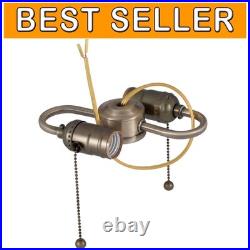 2-Light S-Shape Pull Chain Antique Brass Ceiling Fixture for Vintage Elegance