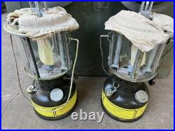 2 Vintage AMP Military Lantern Set Wood Crate&Parts