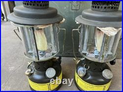 2 Vintage AMP Military Lantern Set Wood Crate&Parts